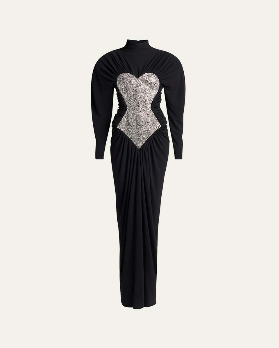 Gathered Crystal Body Contour Gown